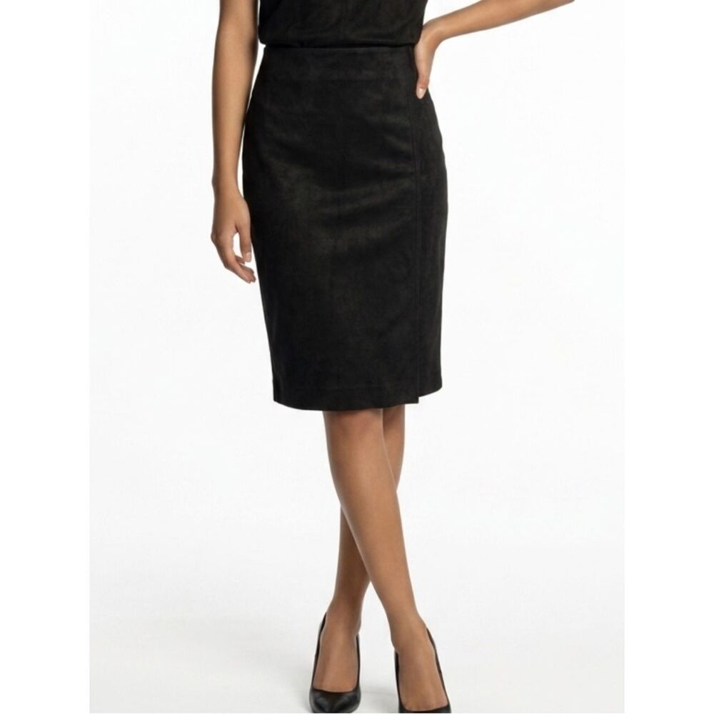 ARITZIA | BABATON Black Faux Suede Wrap Style Pencil Skirt Women’s Size 2
